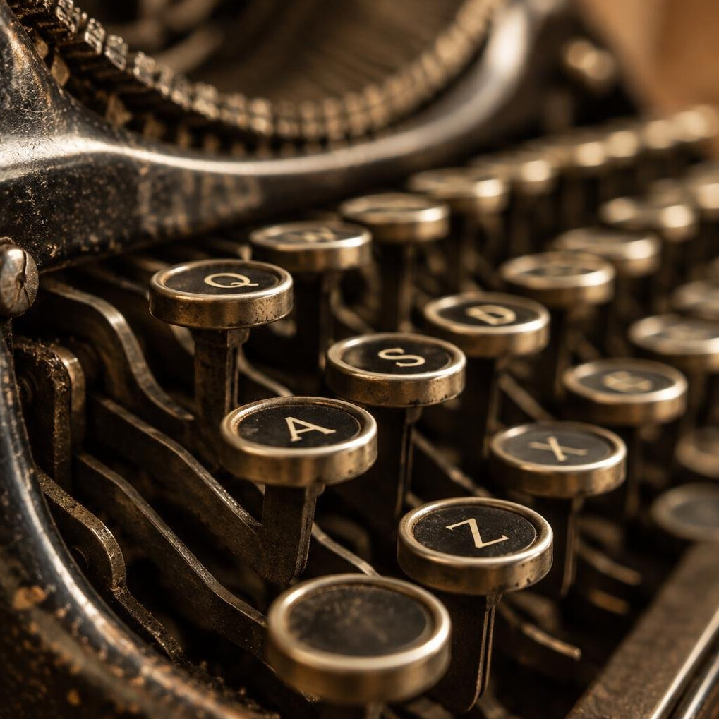 Close-up of vintage typewriter keys