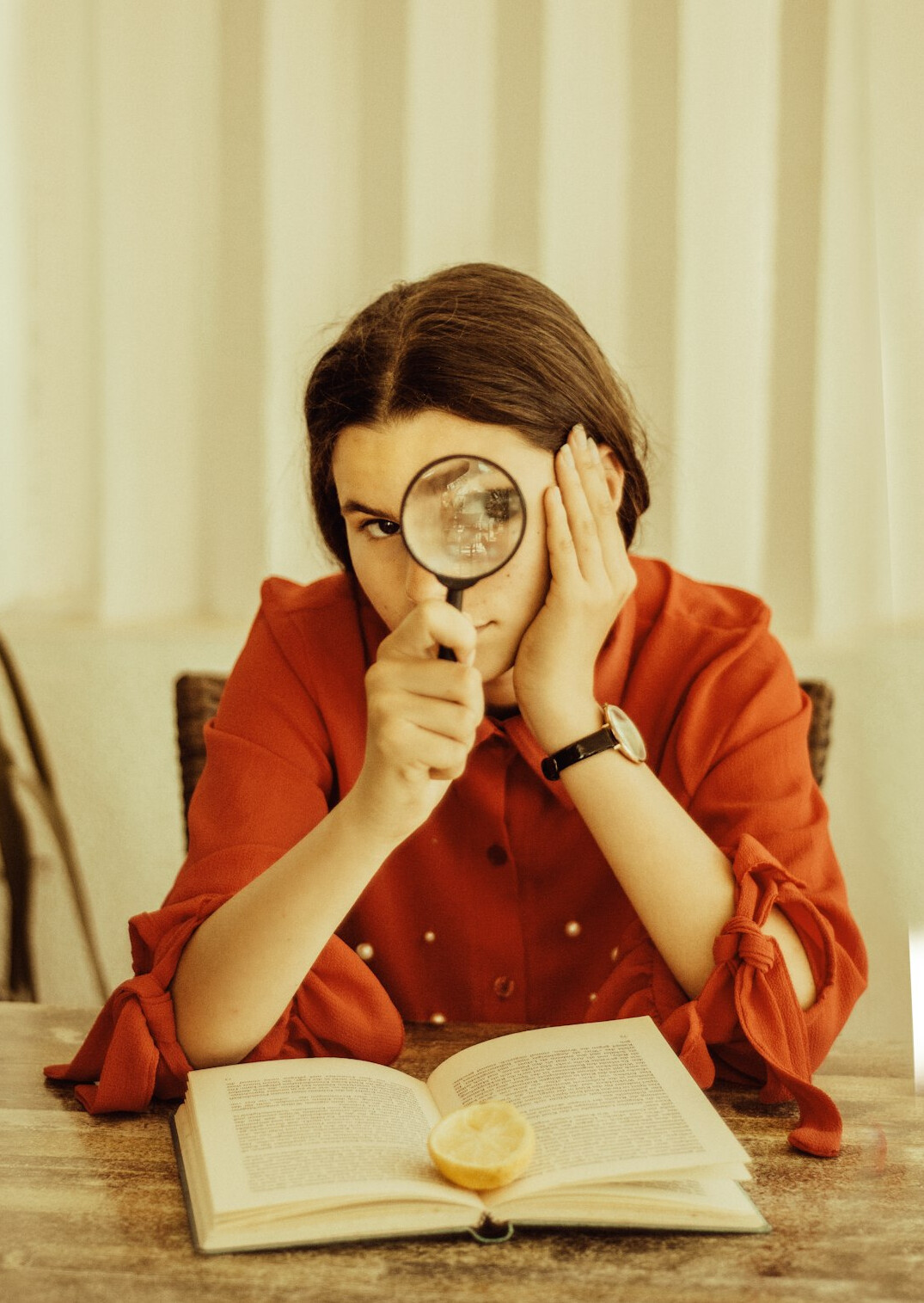 woman detective thinking