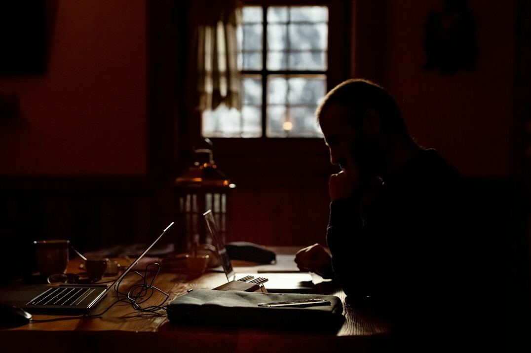 mystery writer at desk